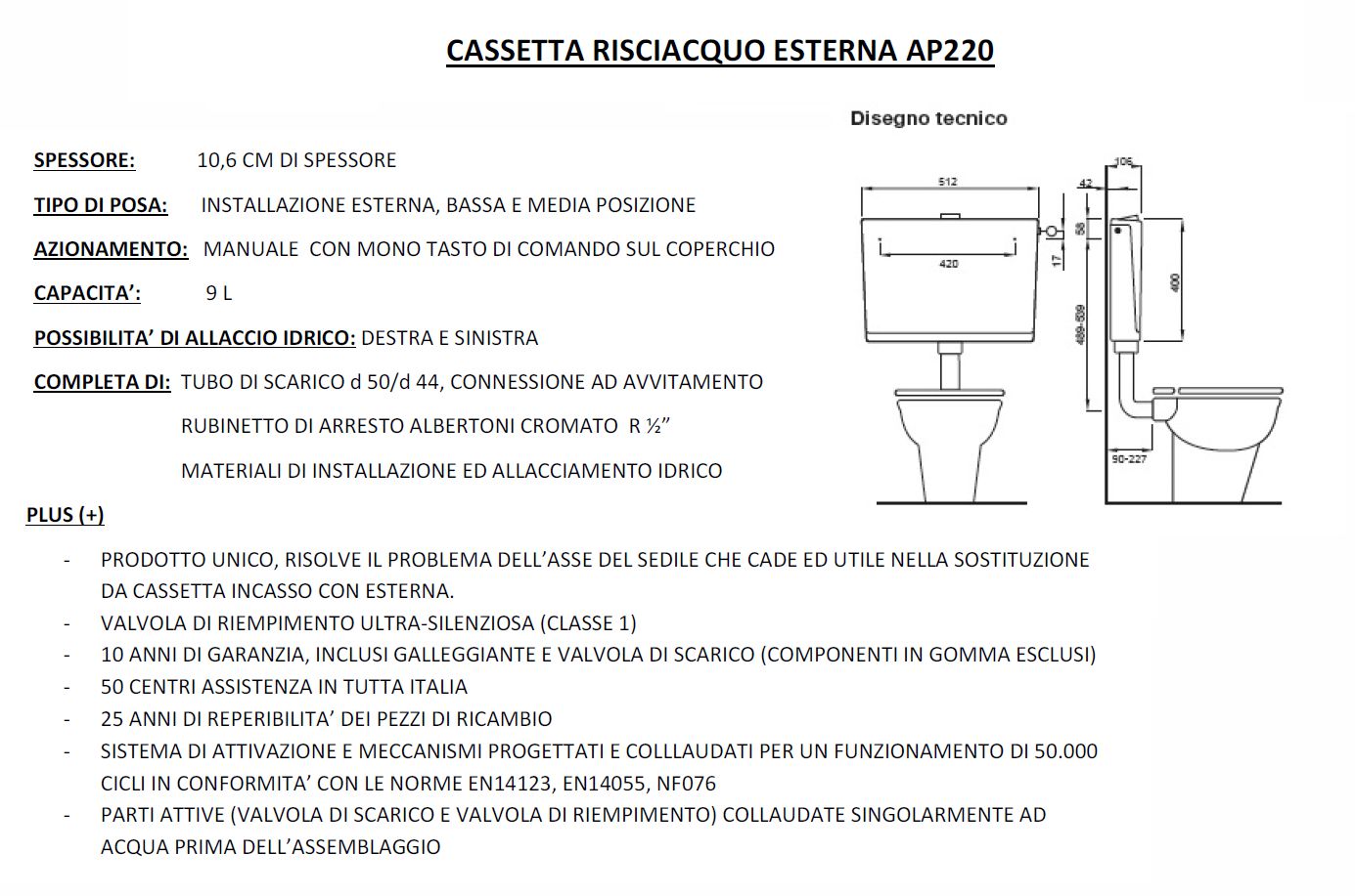 Cassetta WC Scarico Biblo Duo Esterna Da 9 Litri - Senza Rubinetto, Diametro 40mm - Foto 11
